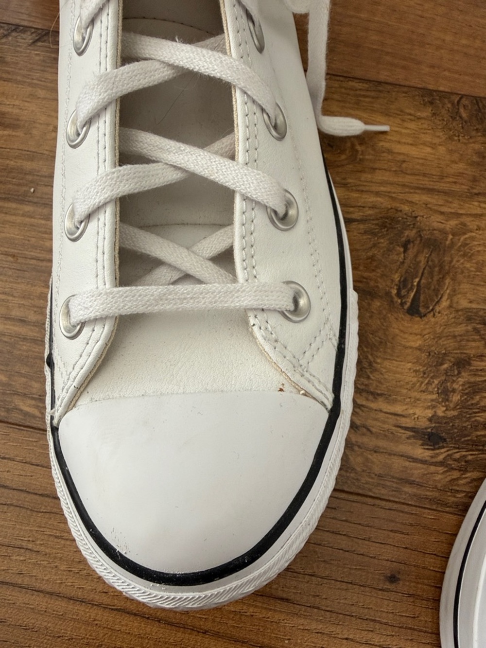 Converse White High Top Sneakers with Black Trim - Picture 7 of 7